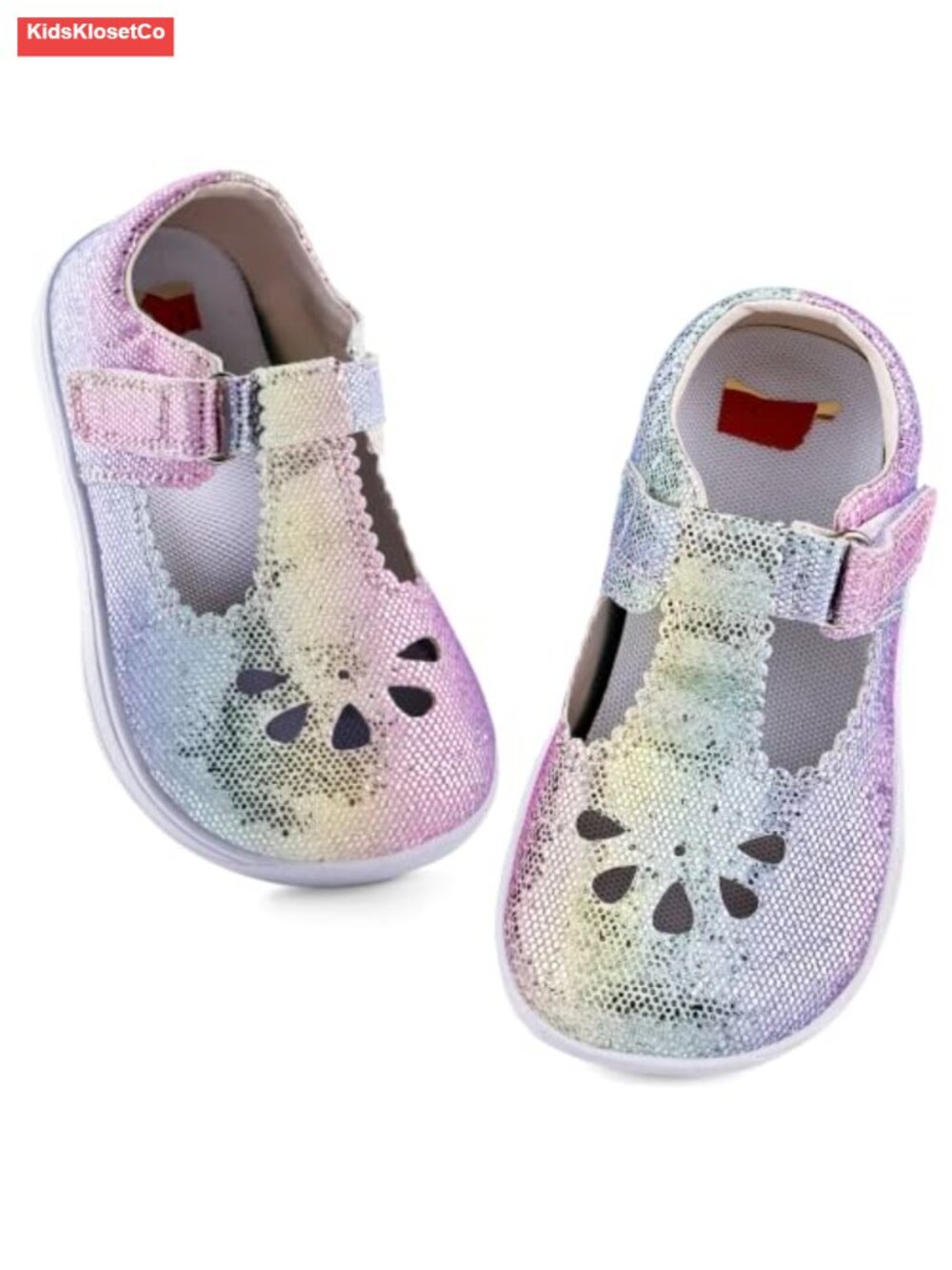 Toddler Girls Mary Jane Flats - Wide Round Toe, Hook & Loop Strap, Anti-Slip